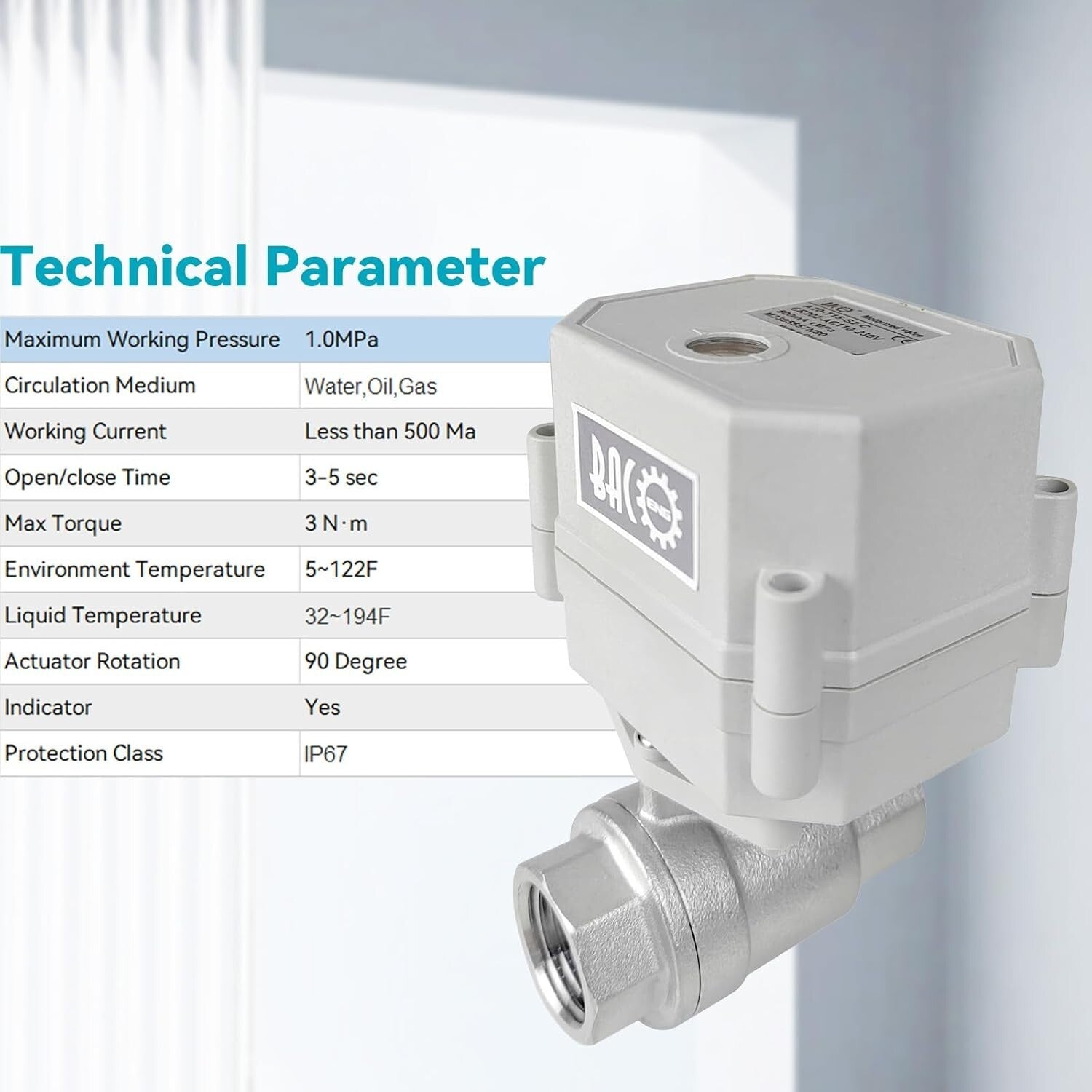 1/2" Motorized Stainless Steel Ball Valve - 110VAC Electric Water Control
