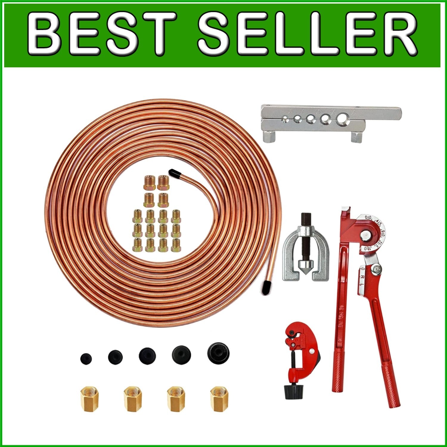 DIY-Friendly Brake Line Tubing Assembly - 1/4" 25 Ft with Fittings & Tools Set