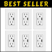 Load image into Gallery viewer, Tamper Resistant USB Outlets with Dual Ports - Easy Install 6 Pack, Matte White