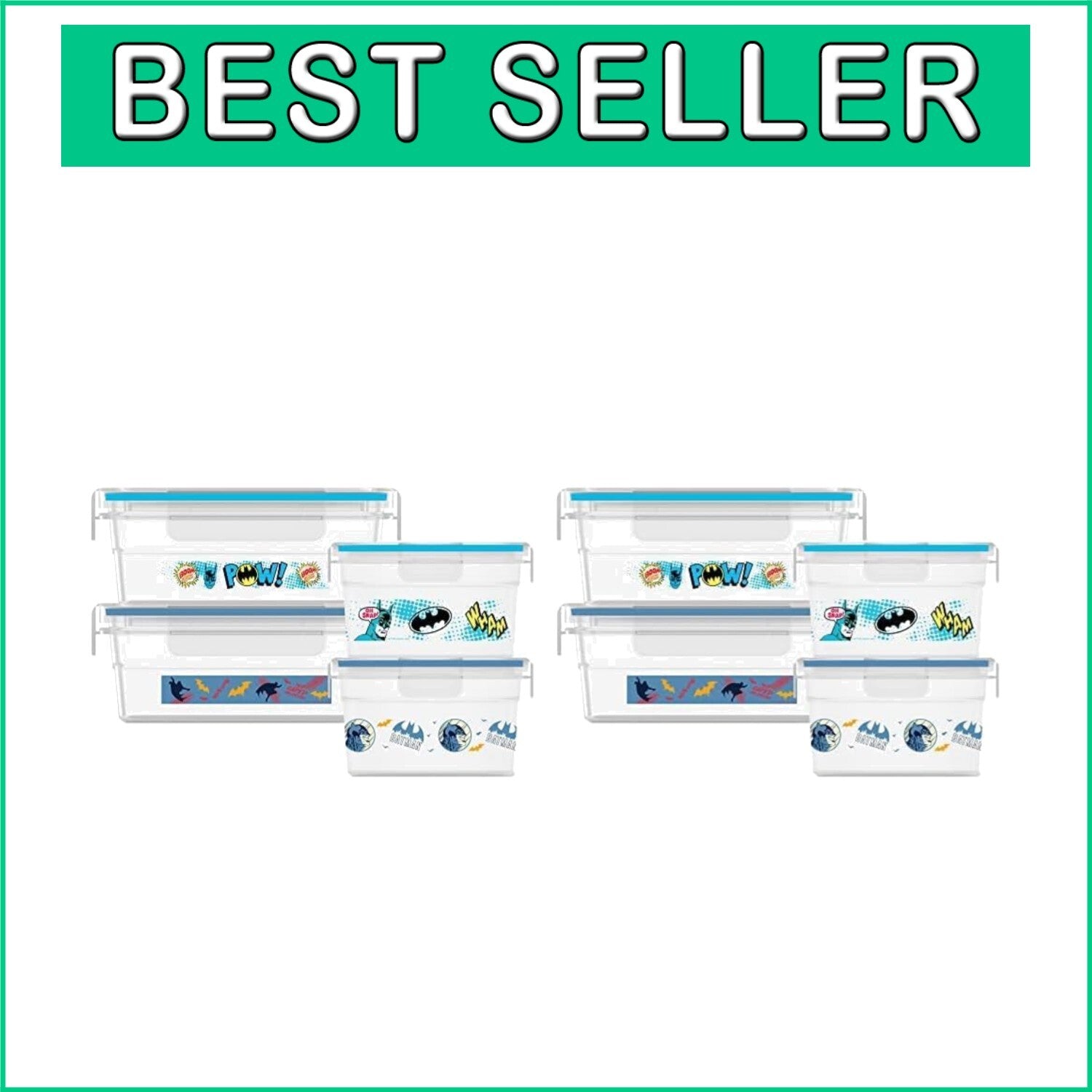 8-Pc Batman Food Storage Set: BPA-Free Meal Prep Containers with Locking Lids