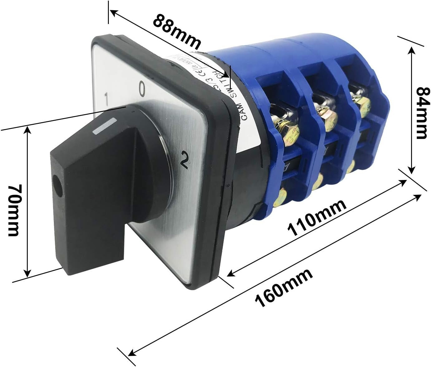 Durable 125A 3-Position Rotary Changeover Switch - Optimal for Electrical Wiring