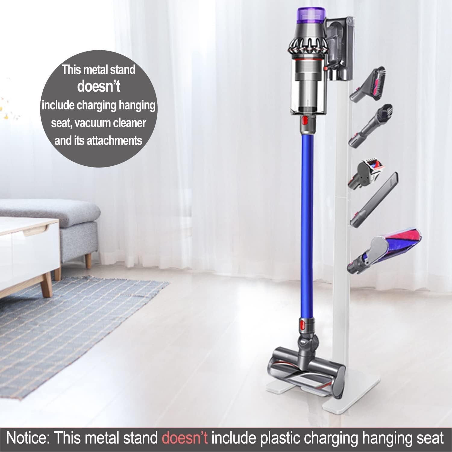 Durable Metal Organizer Rack with 5 Hooks for V-Series Cordless Vacuum Cleaners