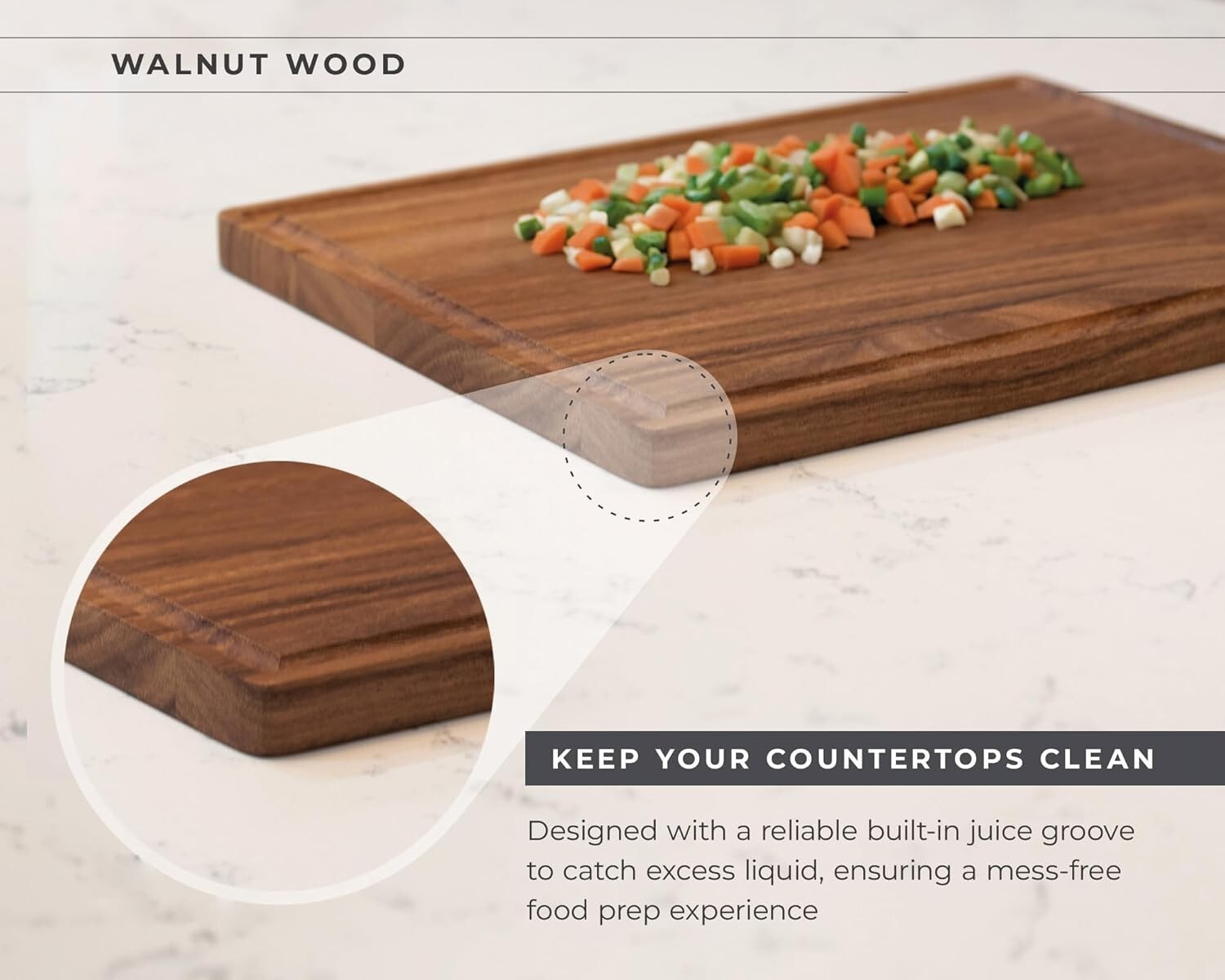 15"x12" Reversible Walnut Cutting Board with Juice Groove - Ideal for BBQ & Prep