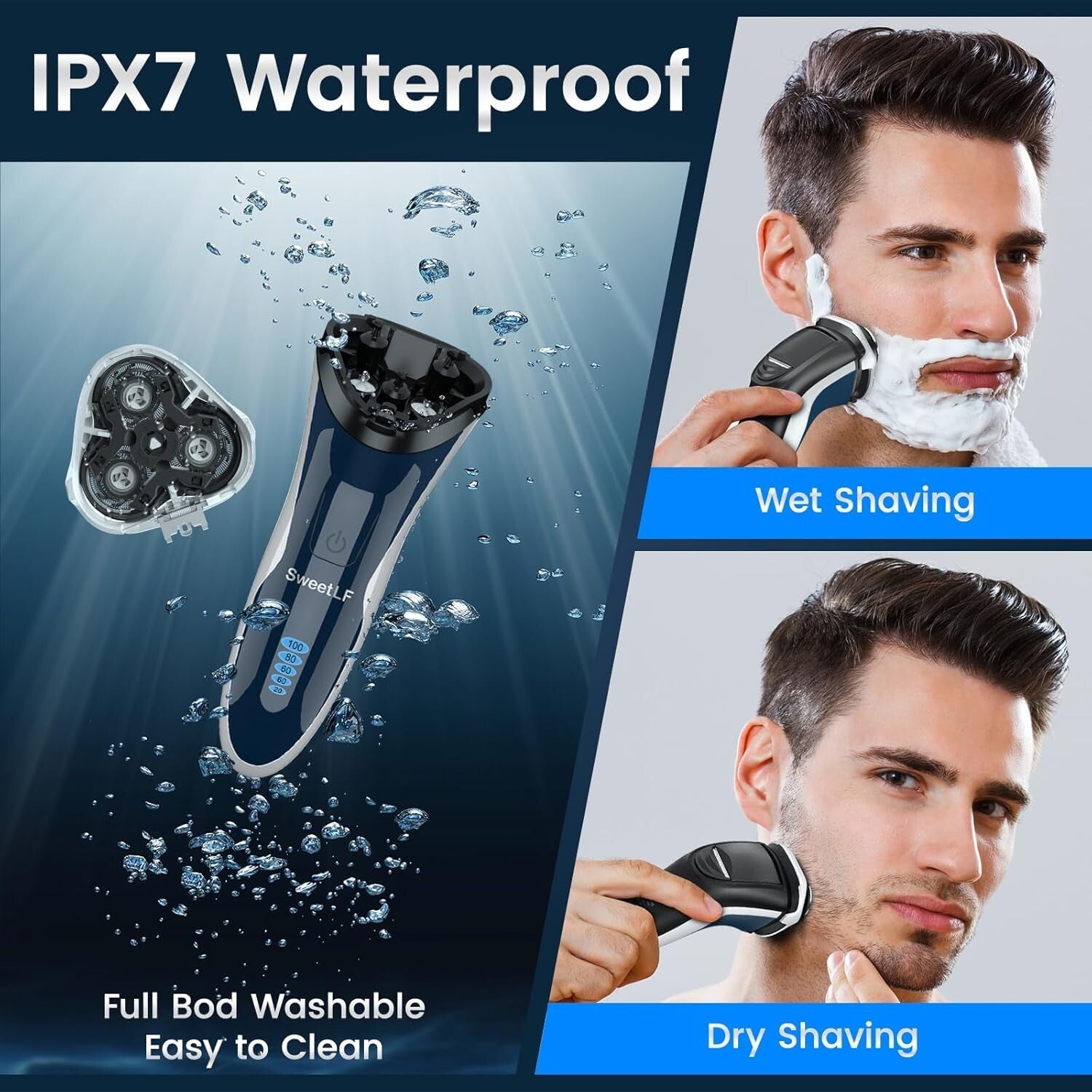 Wet & Dry Rotary Electric Shaver with Pop-up Trimmer - Fast Charging & Cordless