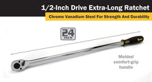 Load image into Gallery viewer, Mechanics-Grade 1/2-Inch Drive x 24-Inch Ratchet with Low Tooth Count for Torque