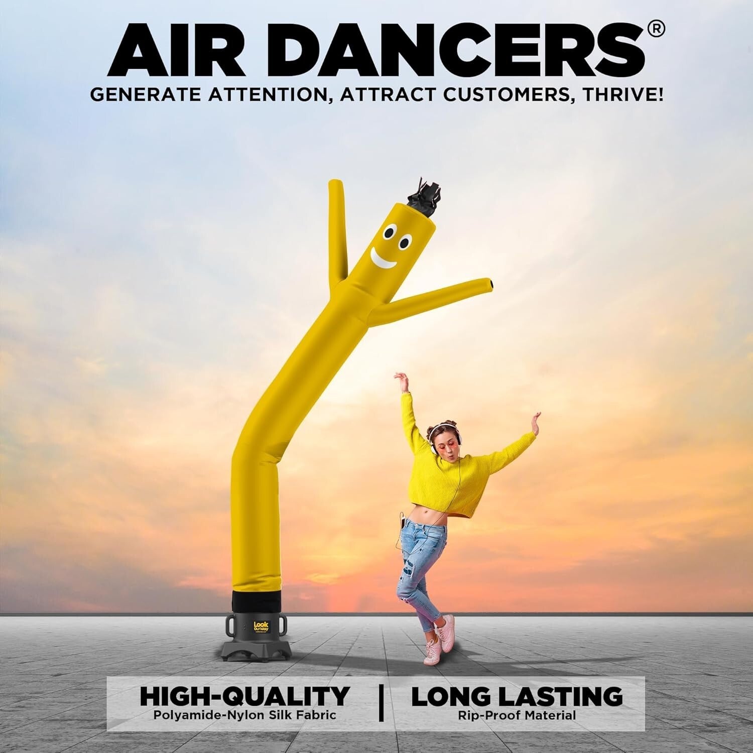 Attention-Grabbing Air Dancers 10-Ft Inflatable Tube Man - No Blower Required