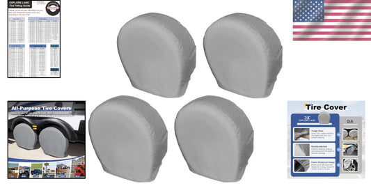 Tough Charcoal Tire Covers for RVs and Trailers - Windproof & Weather-Resistant