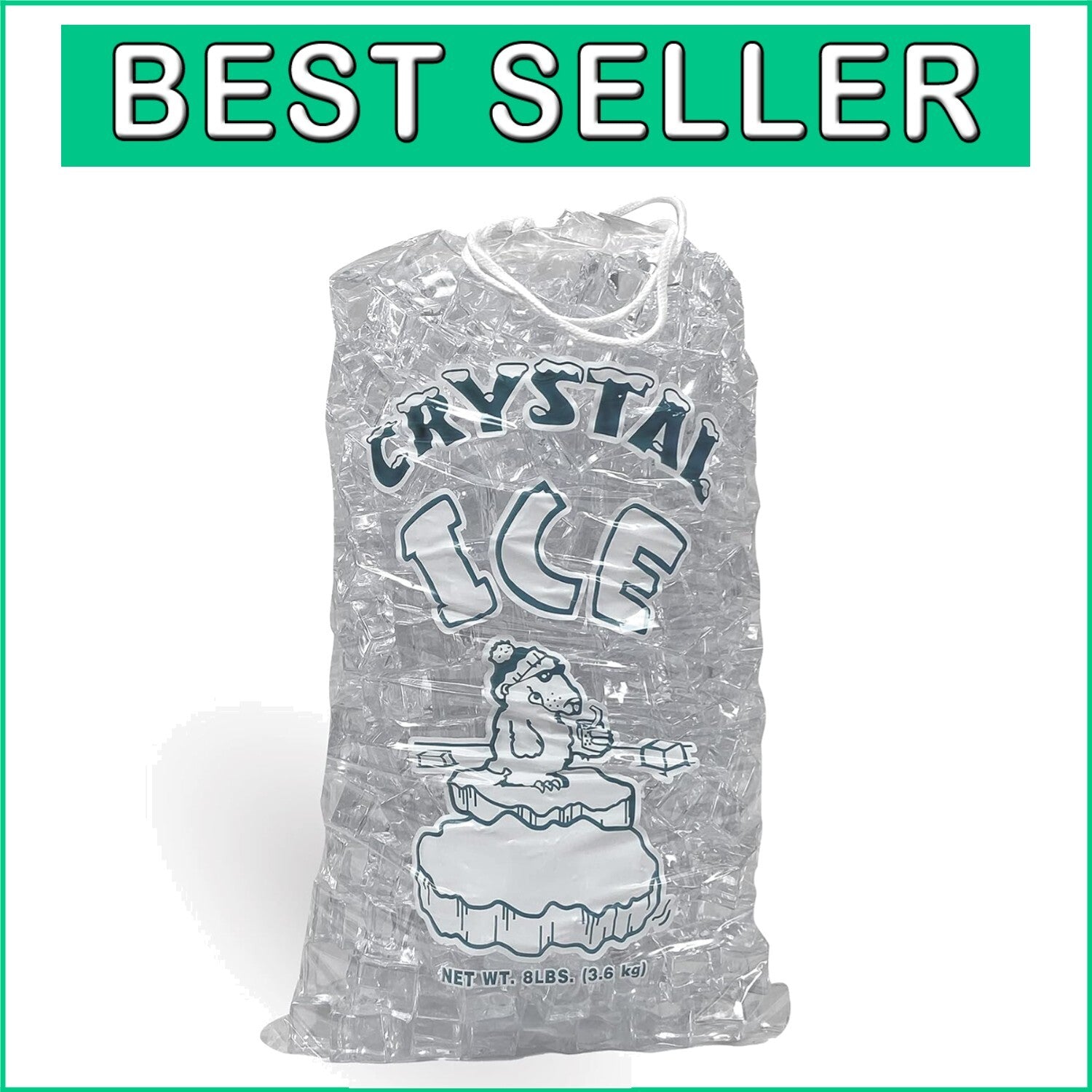 Eco-Friendly 8 lb. Clear Ice Storage Bags - 500 Count with Cotton Drawstring