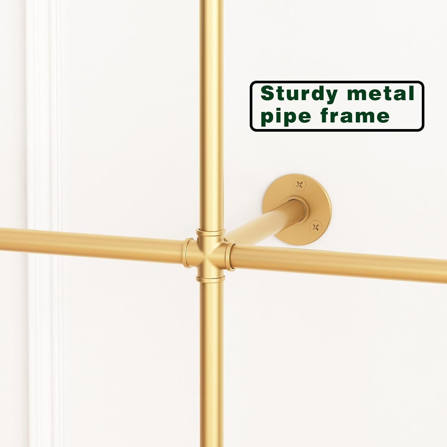 Industrial Gold Wall-Mounted Clothing Rack with Double Rods for Elegant Storage