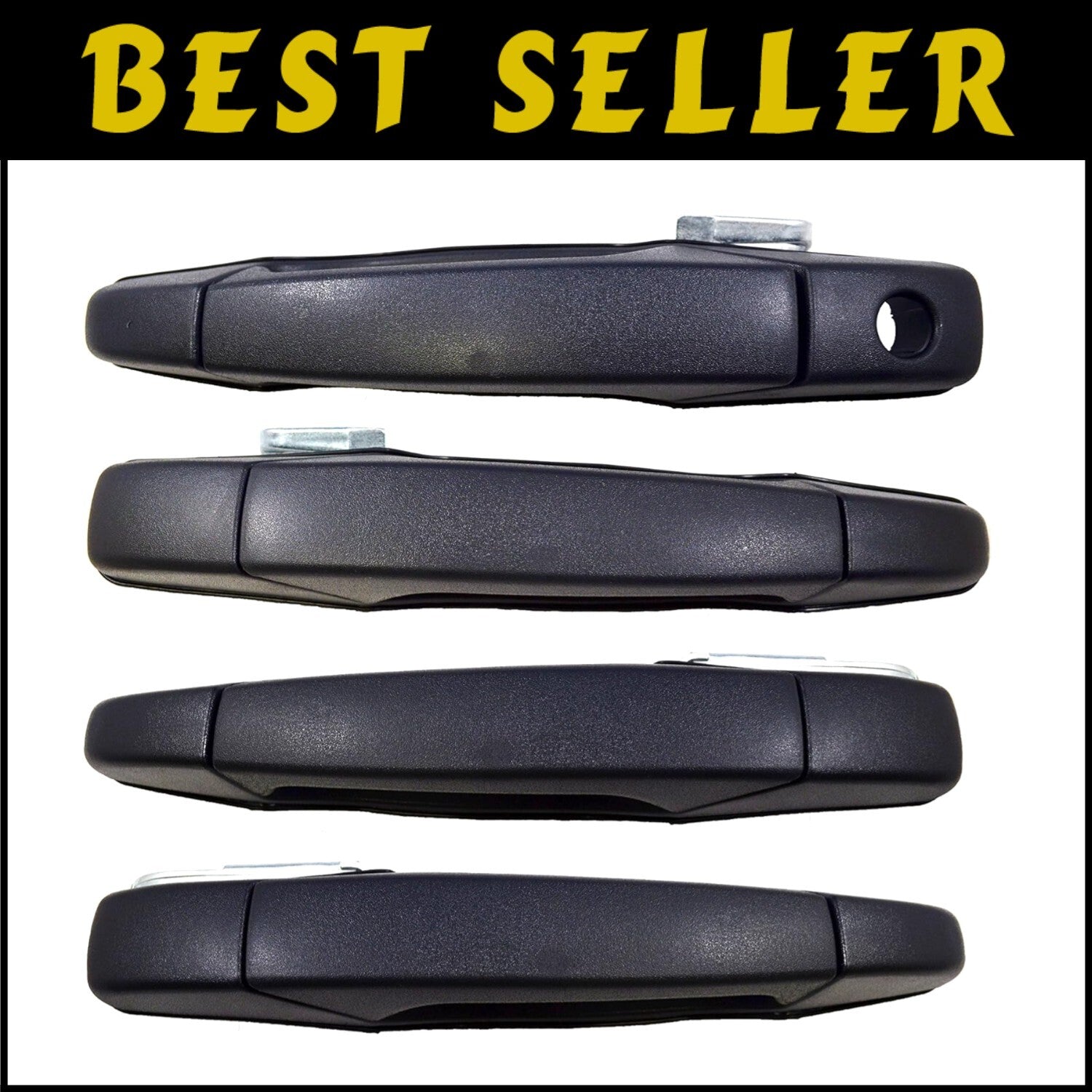 Complete Textured Black Door Handle Set - Front and Rear Left/Right Included