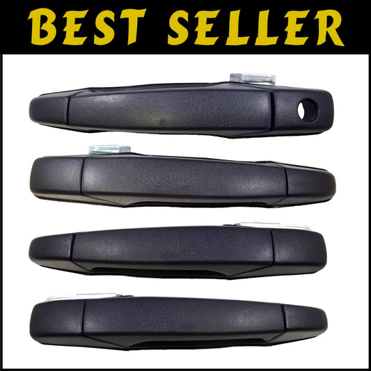 Complete Textured Black Door Handle Set - Front and Rear Left/Right Included