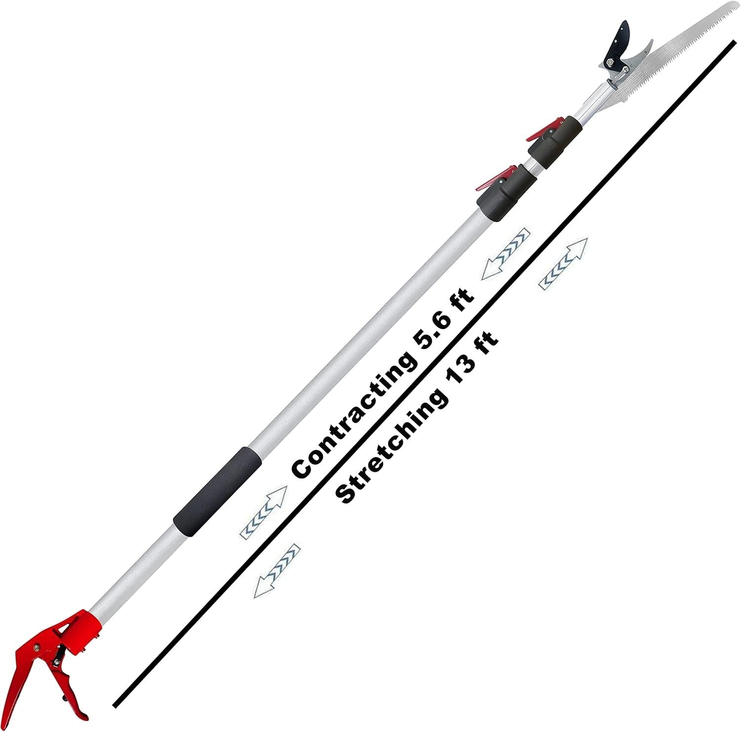 5.6-13 Foot Extendable Tree Pruner & Pole Saw - Manual Pruning Made Easy