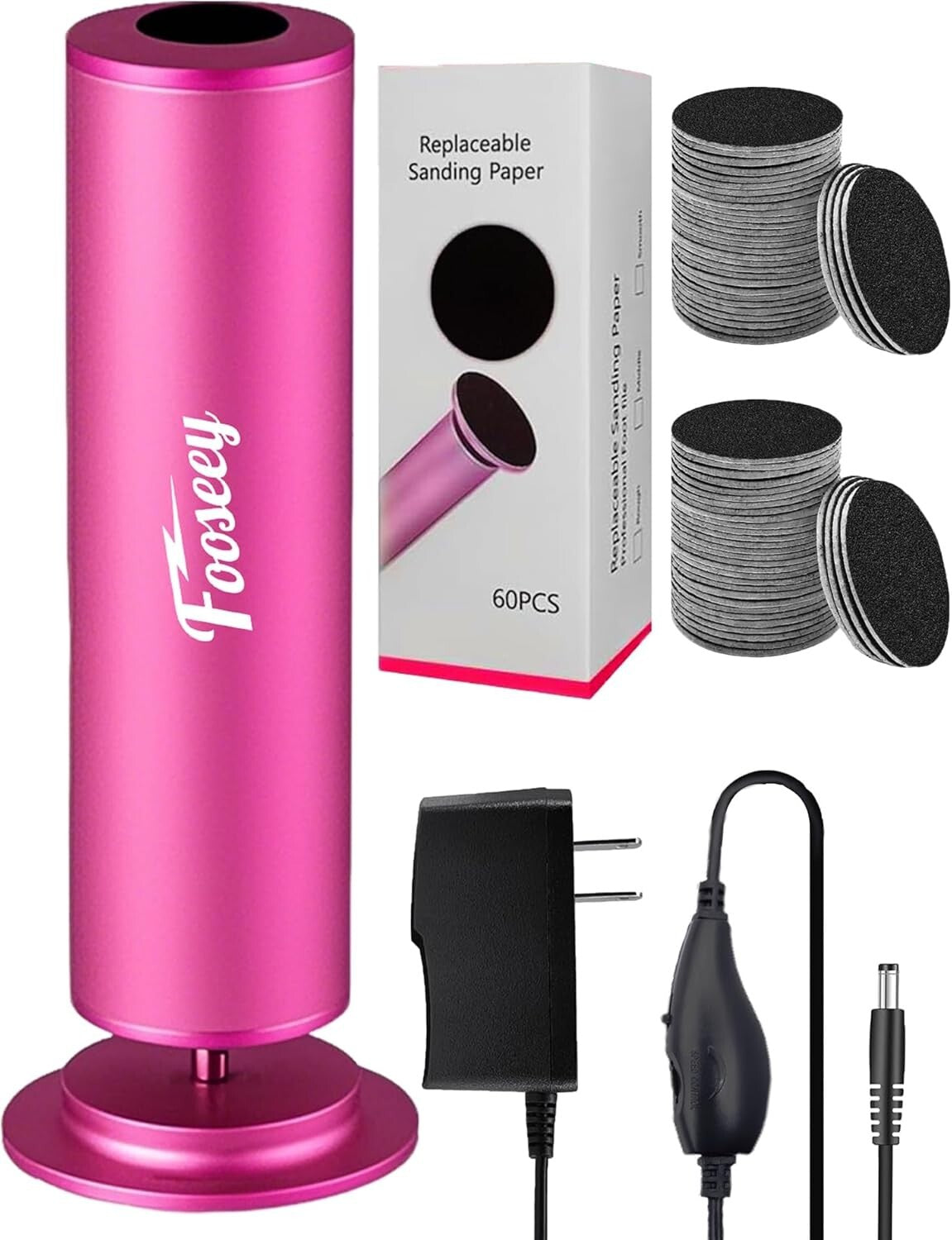 Professional Electric Foot File - Upgrade with 60 Sandpaper Discs & 6.5FT Cord