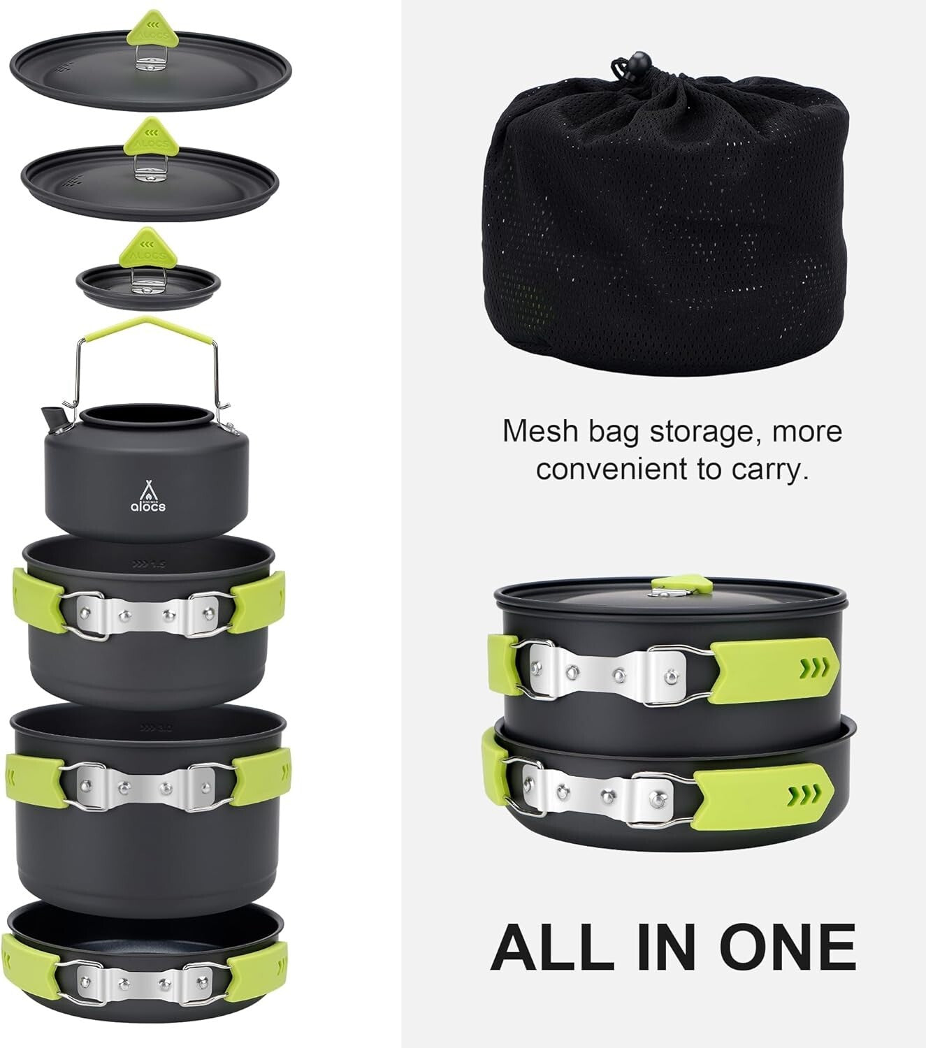 18-Piece Non-Stick Camping Cookware Set for 4-6 People - Ultra Lightweight Gear