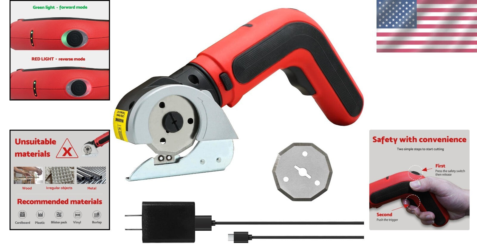 Compact 4V Electric Rotary Cutter with Overload Protection & Charger Included