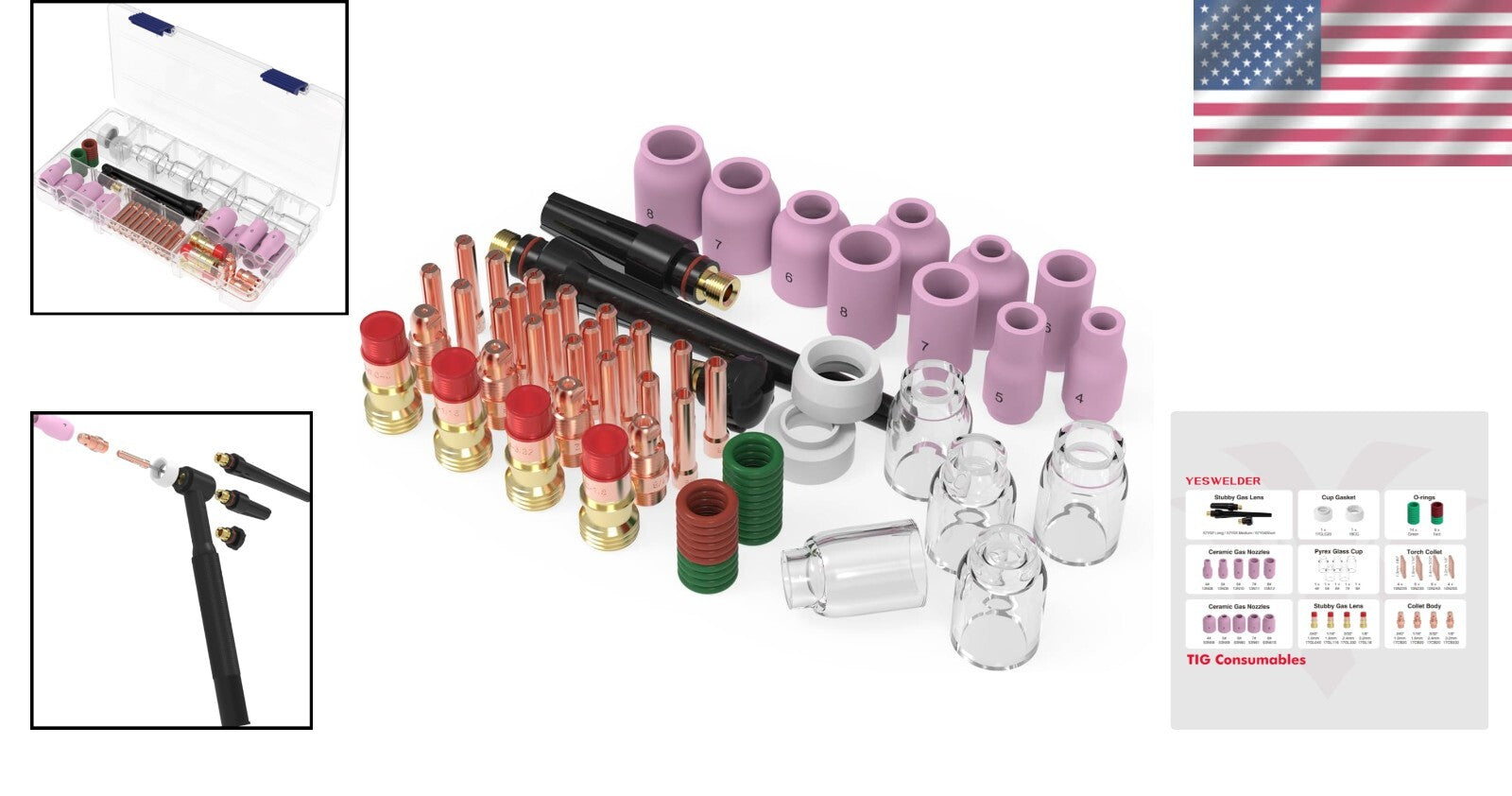 68-Piece TIG Welding Torch Accessory Kit for WP-17/18/26 - Durable & Lightweight
