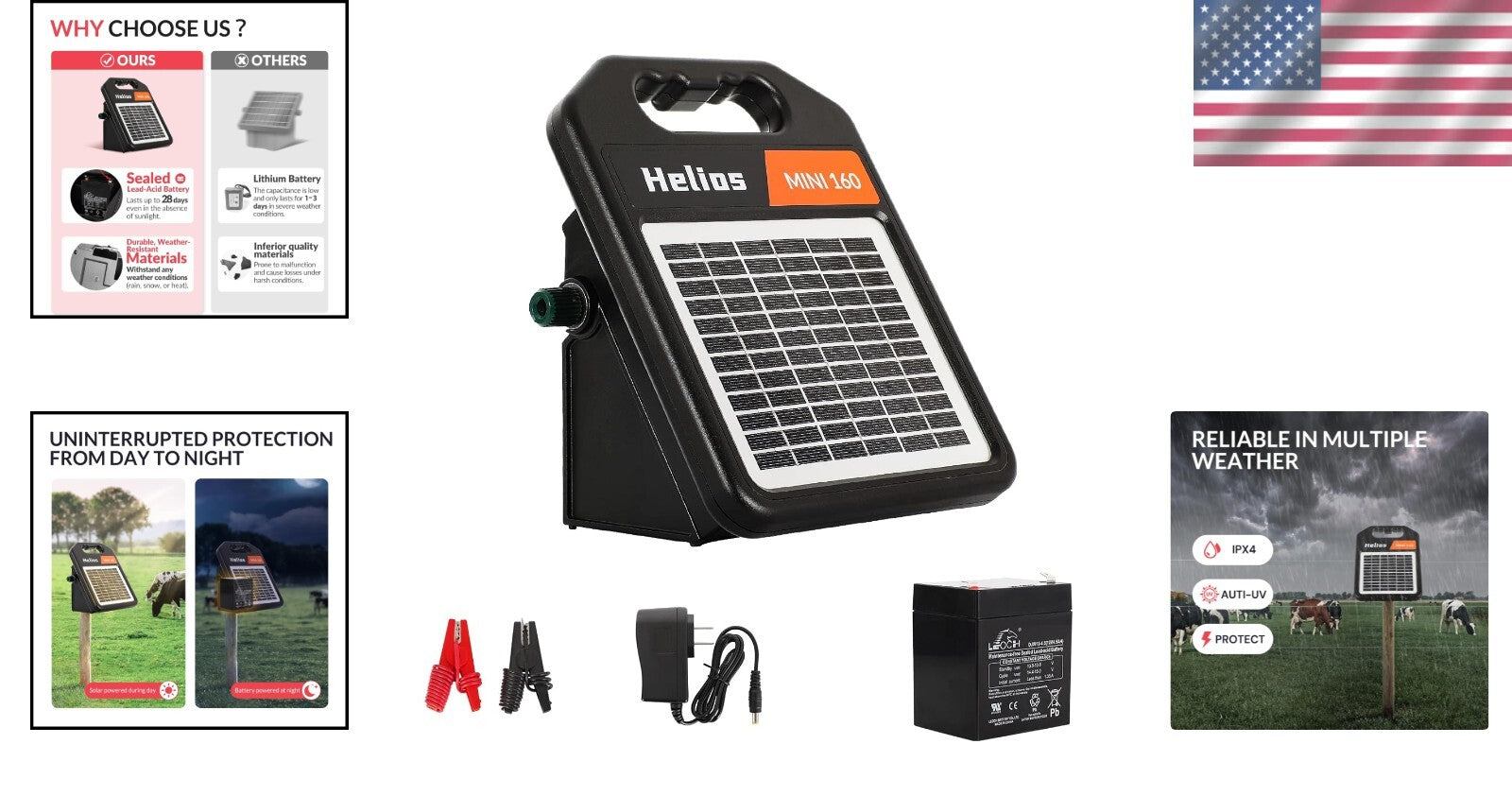 Reliable 10-Mile Solar Electric Fence Energizer - Perfect for Livestock Security