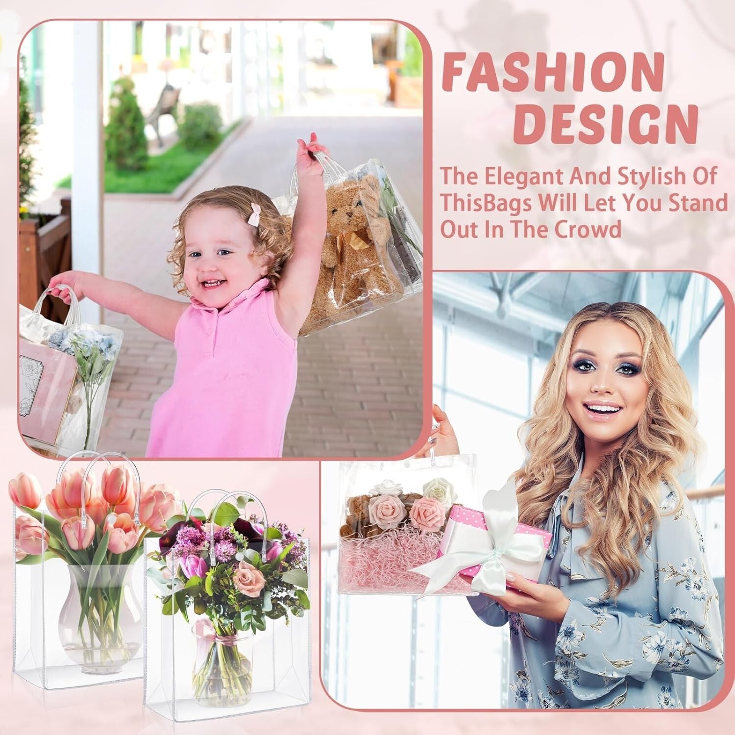 Sturdy Waterproof 13.8 x 11.8 Clear Tote Bags - Ideal for Parties & Gifts