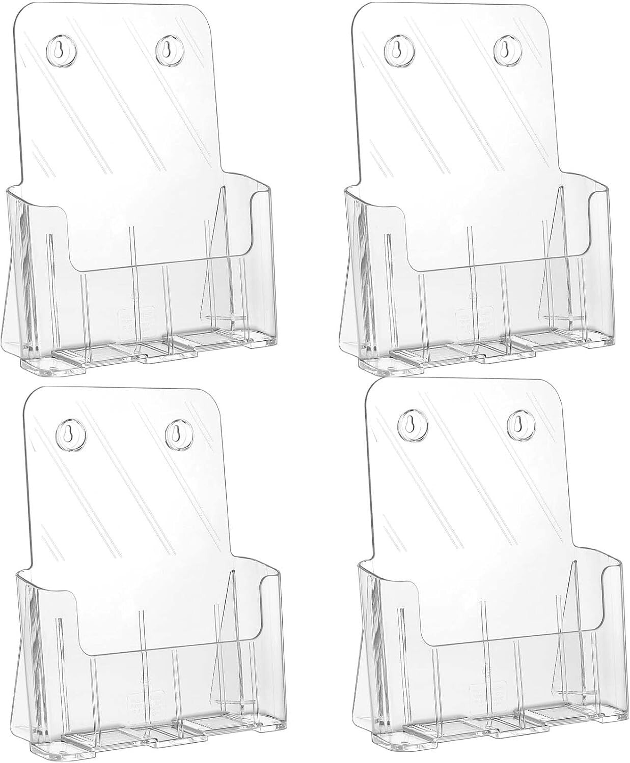 Multipurpose Clear Acrylic Flyer Holder 8.5 x 11 - Lightweight & Durable 4 Pack