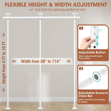 Load image into Gallery viewer, Heavy Duty Freestanding Partition Curtain Rod - 4-10ft Adjustable Privacy Screen