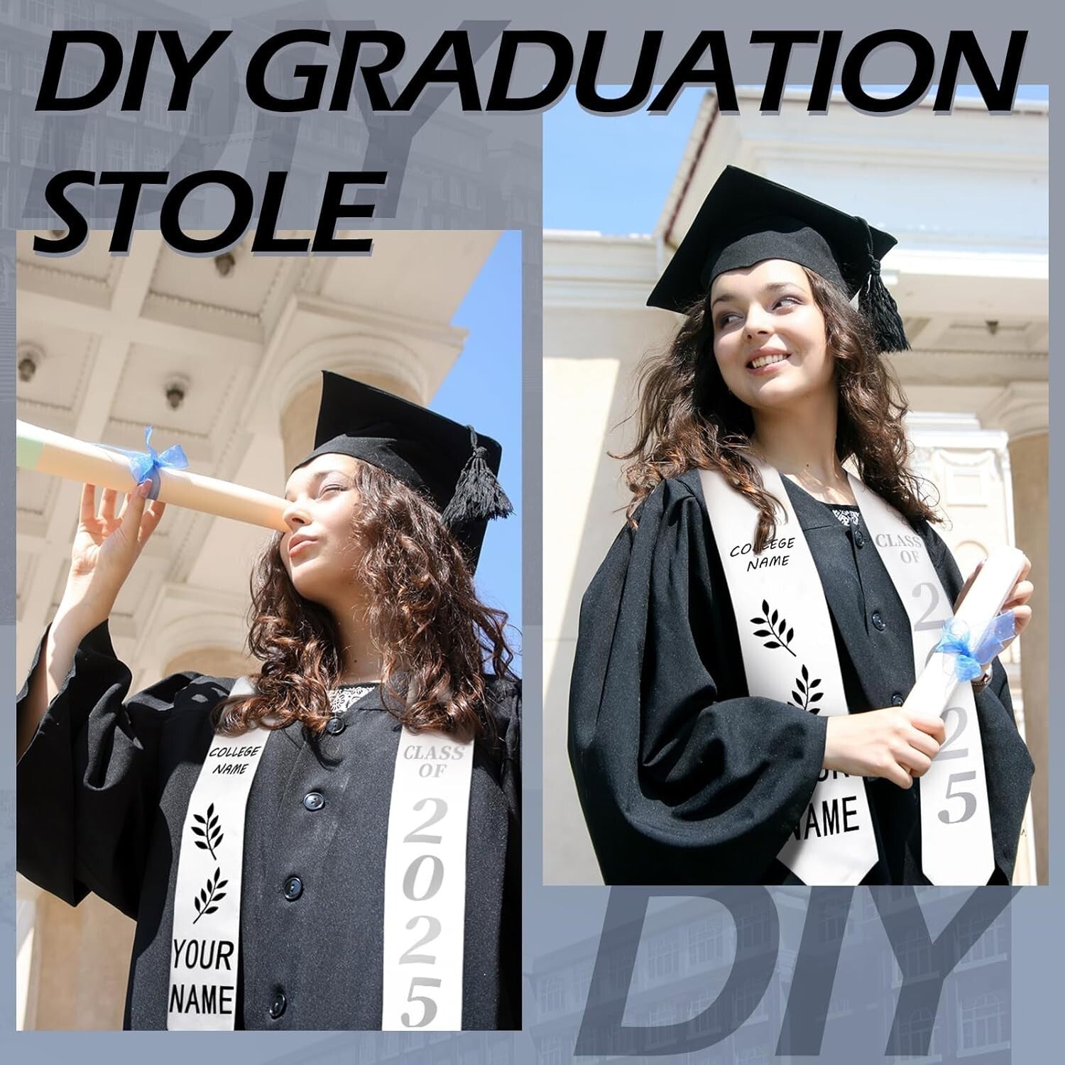 Unisex Graduation Stole Set - 24 Elegant White Satin Sashes for Memorable Events