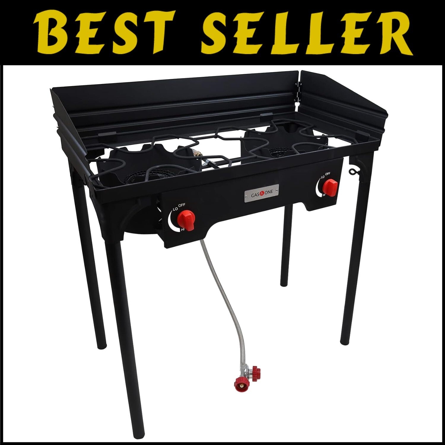 High-Pressure Propane Double Burner Camp Stove with Windscreen & Adjustable PSI