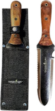 Load image into Gallery viewer, All-in-One Stainless Steel Hori Hori Knife with Wood Handle &amp; Garden Accessories