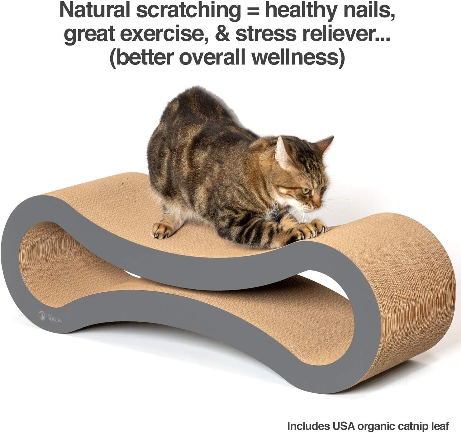 Large Indoor Cat Lounge and Scratcher with Catnip - Sustainable Cardboard Design