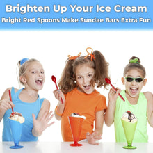 Load image into Gallery viewer, Colorful 8-Inch Plastic Spoons: 500ct Heavy-Duty Dessert Utensils in Sundae Red