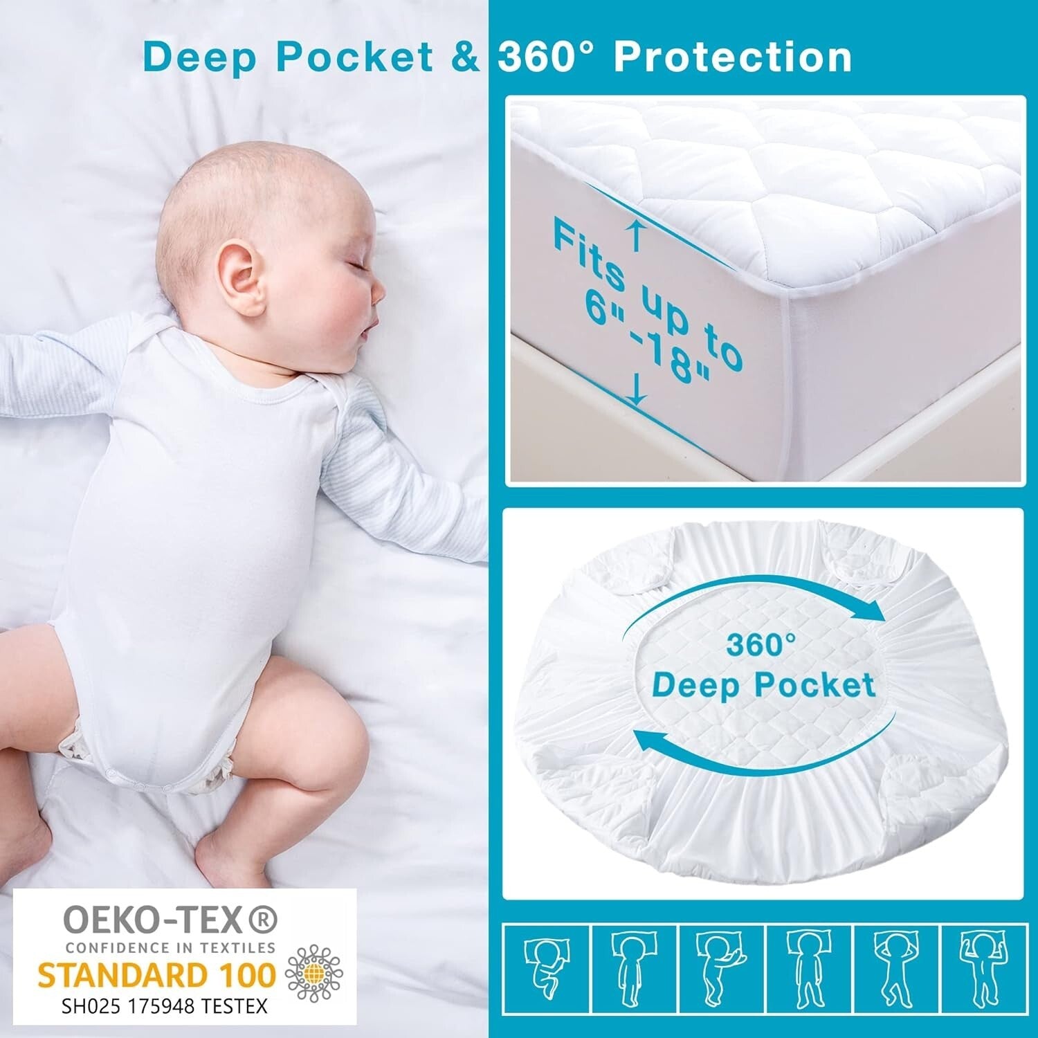 Ultra Soft Waterproof Mattress Pad Cover for Split Top King Beds – Deep Pocket