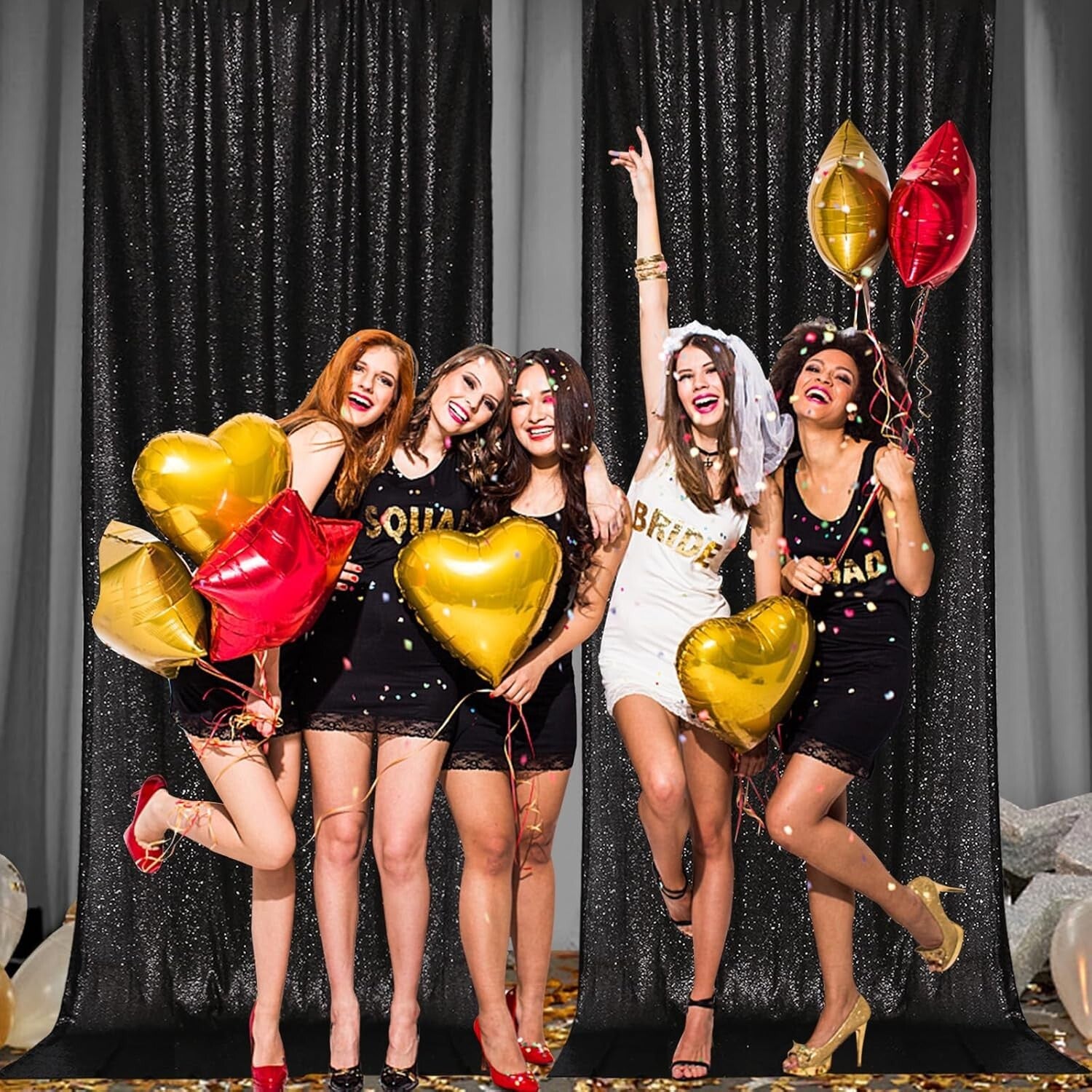 5ft x 10ft Black Sequin Backdrop - Perfect for Weddings, Parties & Photo Shoots