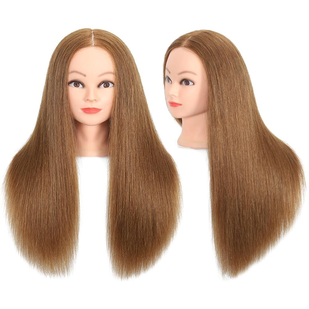 Cosmetology Mannequin Head in Light Brown - 100% Human Hair, Perfect for Styling