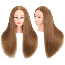 Load image into Gallery viewer, Cosmetology Mannequin Head in Light Brown - 100% Human Hair, Perfect for Styling