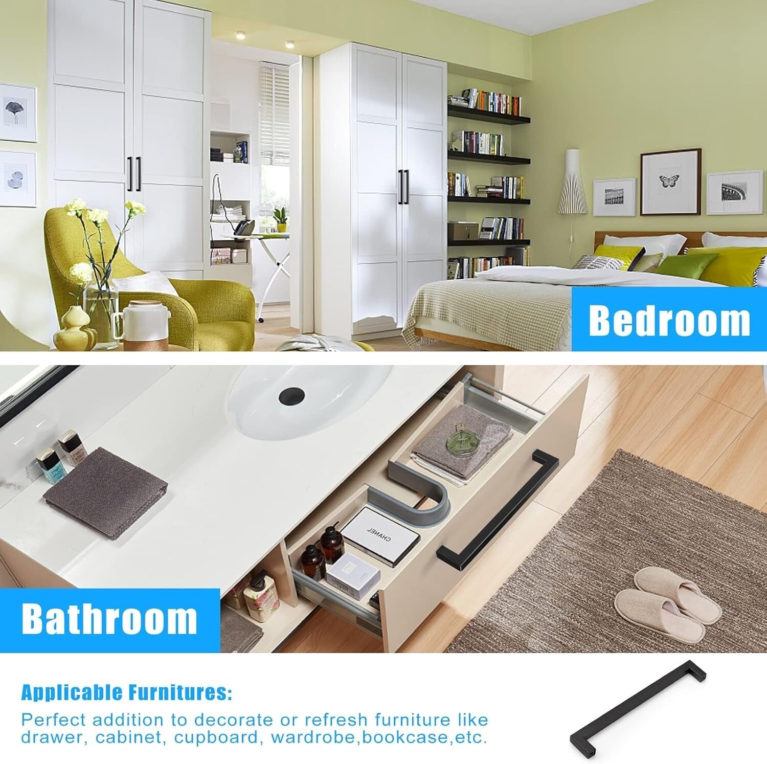 Durable 8" Stainless Steel Cabinet Handles - 7-9/16" Center Spacing, Set of 30