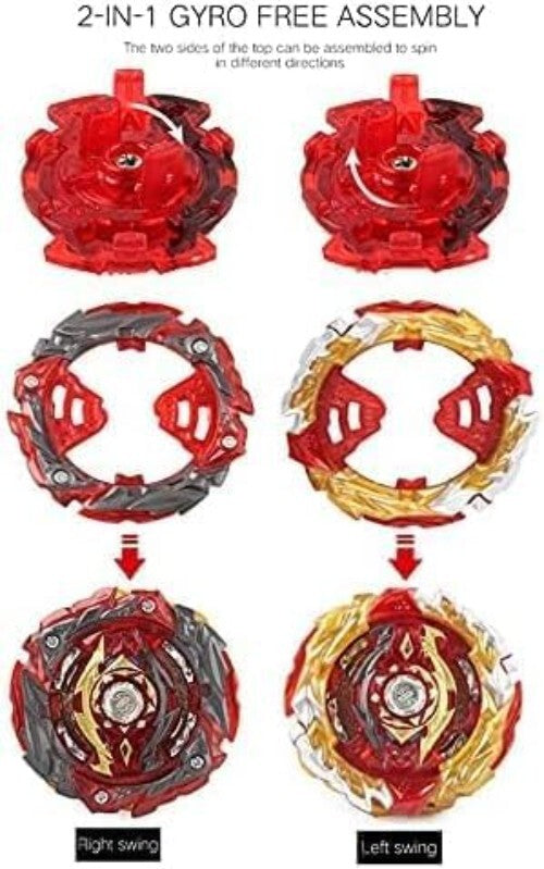 12 Spinning Tops Bey Battle Burst Set with Portable Box & Two-Way Launchers