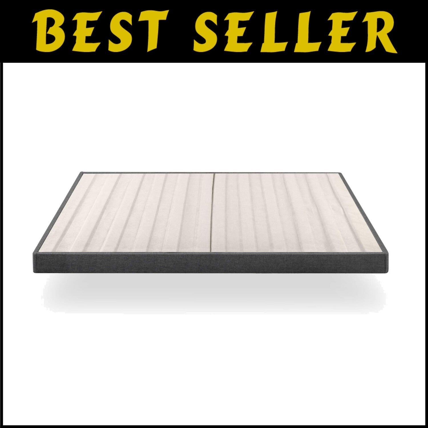 Durable Upholstered Box Spring, Grey Fabric Queen Foundation - Compact Package