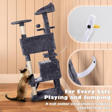 Load image into Gallery viewer, Durable 54-Inch Cat Tower with Plush Hideaways and Interactive Dangling Balls