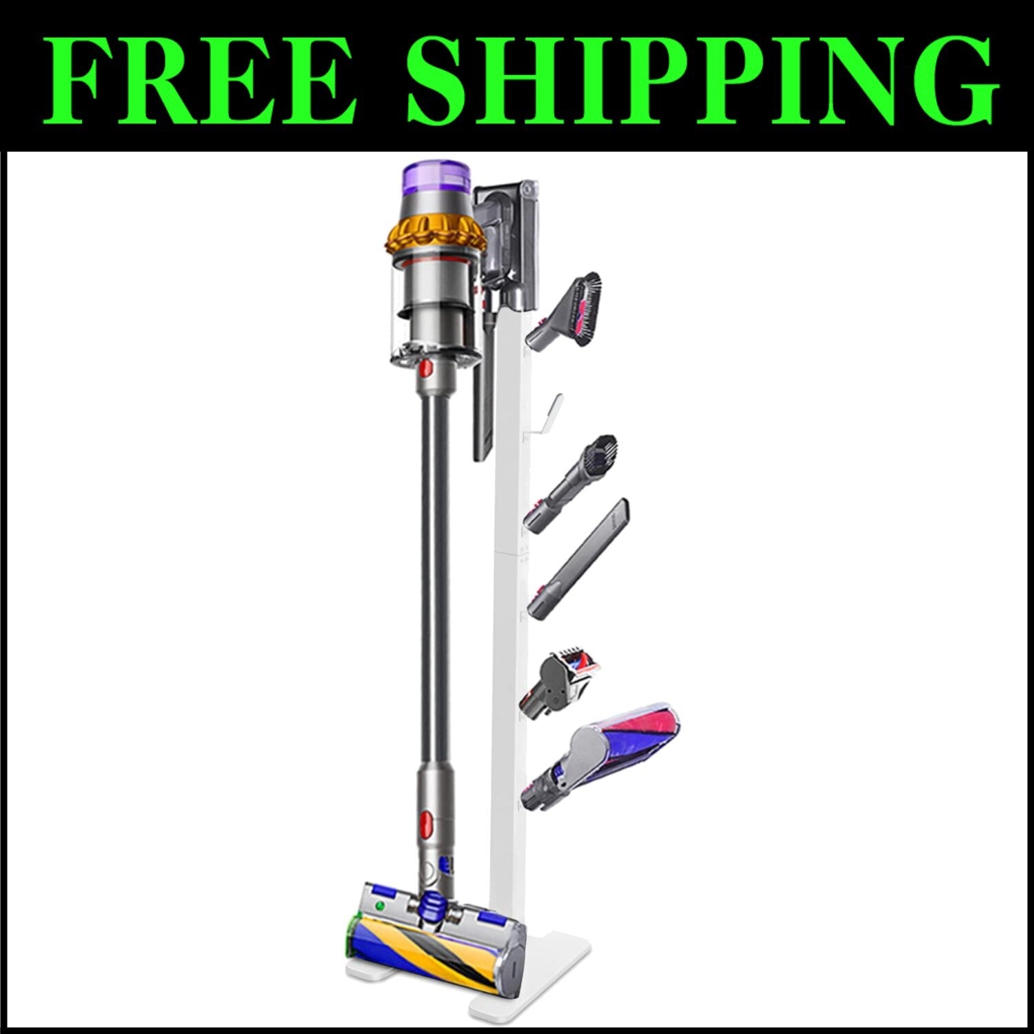 Sturdy Metal Organizer for Cordless Vacuums - 6 Hooks, No Wall Drilling Required