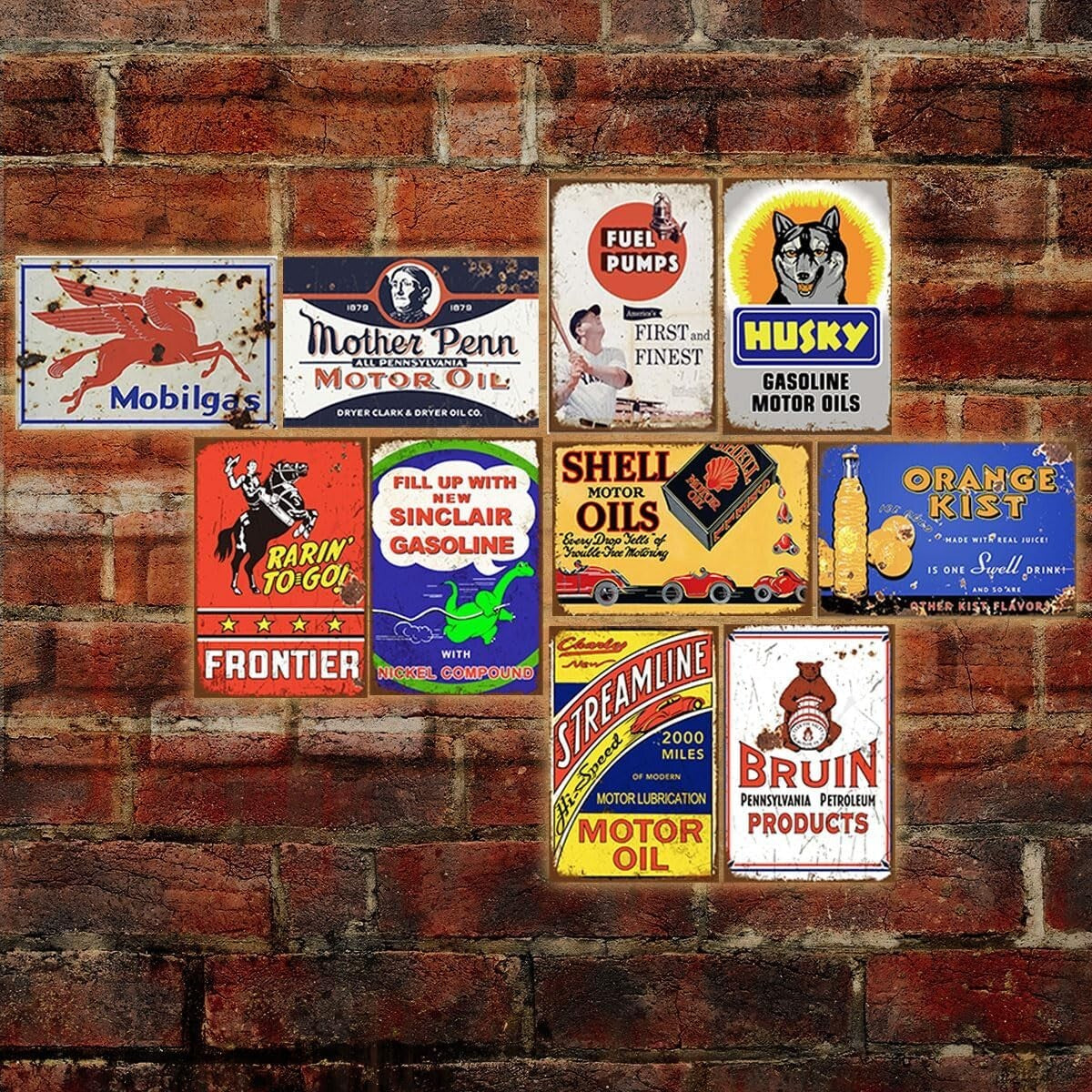 Nostalgic 35-Piece Metal Sign Collection for Kitchen, Bar, and Garage