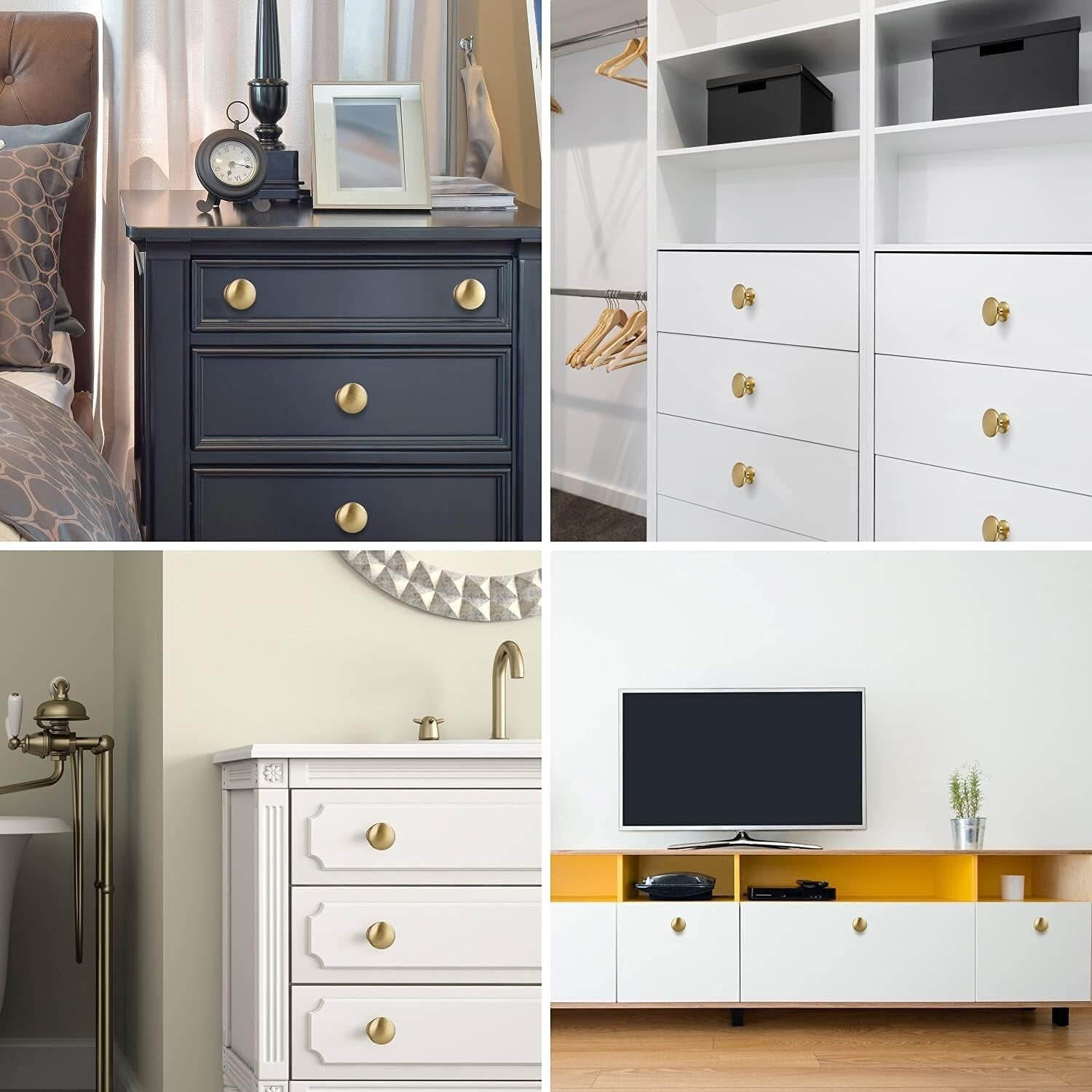 30 Pack Brass Drawer Knobs - Gold Kitchen Cabinet Handles for Easy Upgrade