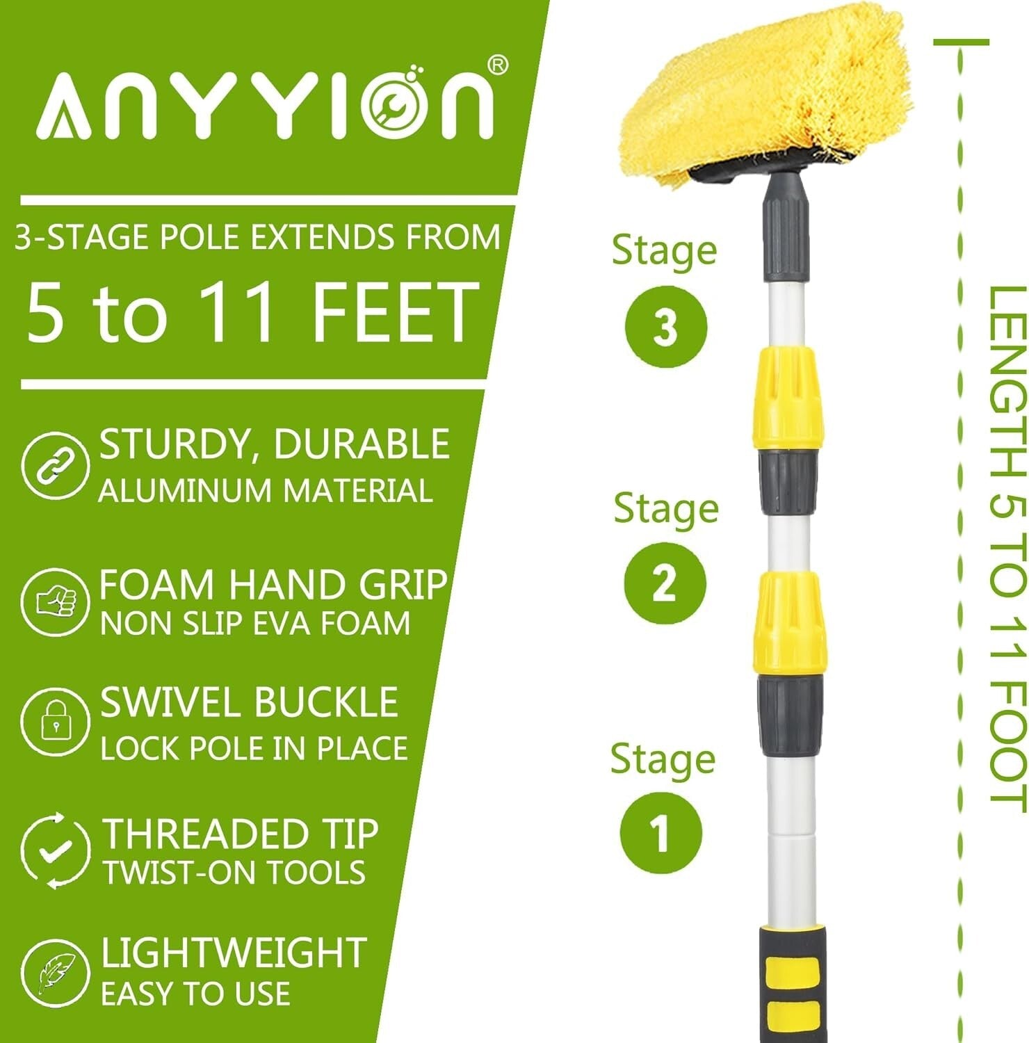 Scratch-Free Car Wash Brush with Telescoping Handle - Ideal for Homes & Vehicles