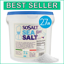 Load image into Gallery viewer, Kosher Certified Fine Sea Salt Bulk - 27.56 lbs for Restaurant &amp; Canning Use
