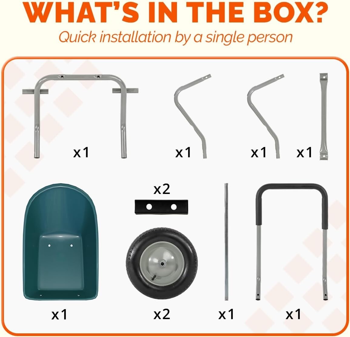 14-Inch Pneumatic Tire Yard Cart with Ergonomic Handle - Stable and Stylish