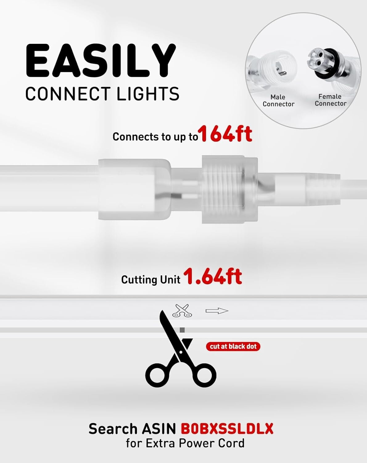 Bright 82FT LED Rope Lights, Connectable & IP65 Certified for Indoor/Outdoor Use