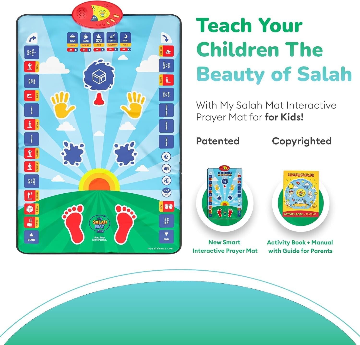 Interactive Educational Prayer Mat for Kids - Learn Salah with Fun Designs