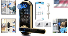 Load image into Gallery viewer, Biometric Keyless-Entry Smart Lock - Fingerprint &amp; Code Touchscreen Gold Design