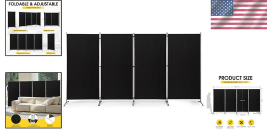 6ft Tall Black Folding Room Divider - Durable Privacy Screen for Home & Office