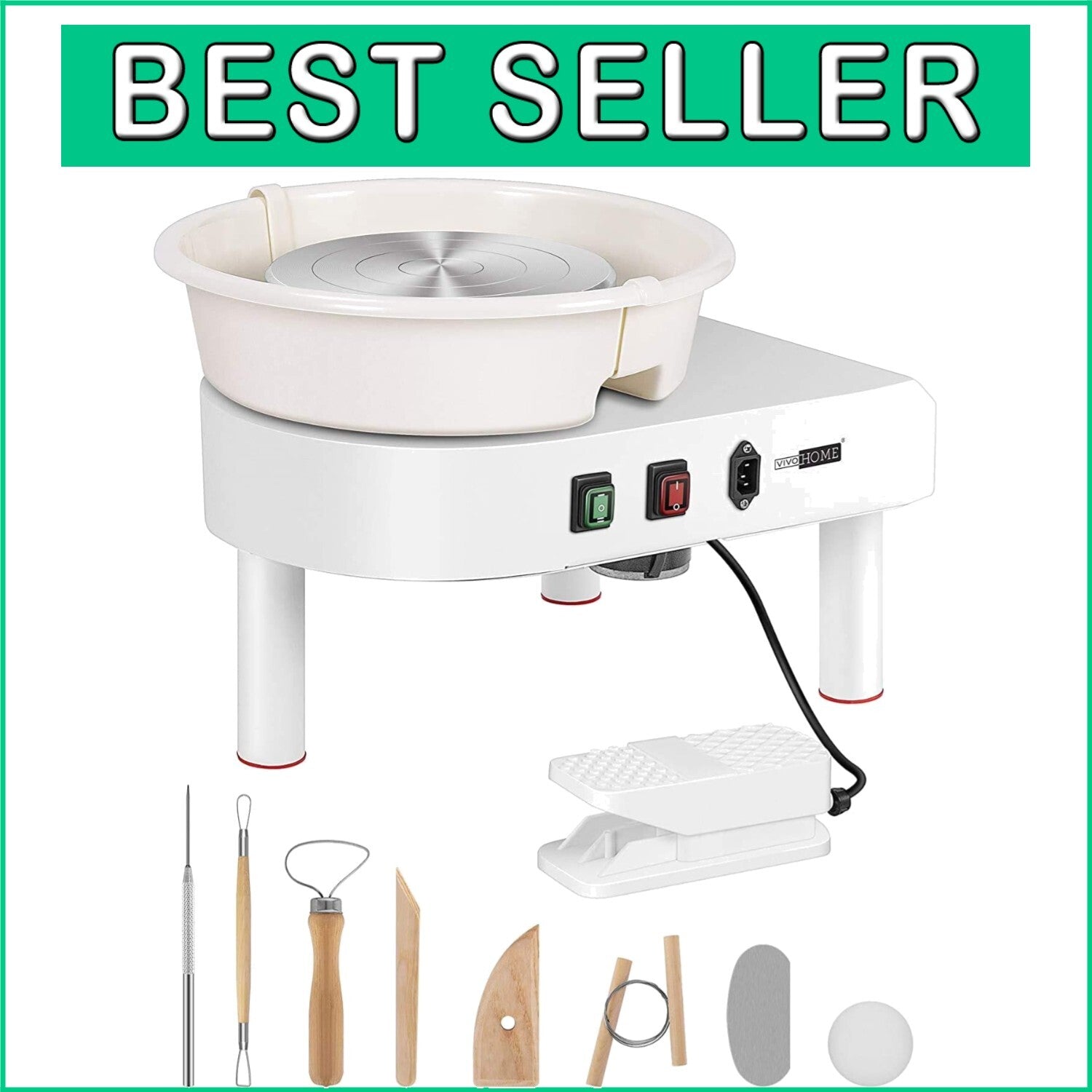 Durable 25CM Pottery Wheel with Brush Motor - Ideal for Craft Studios & Classes