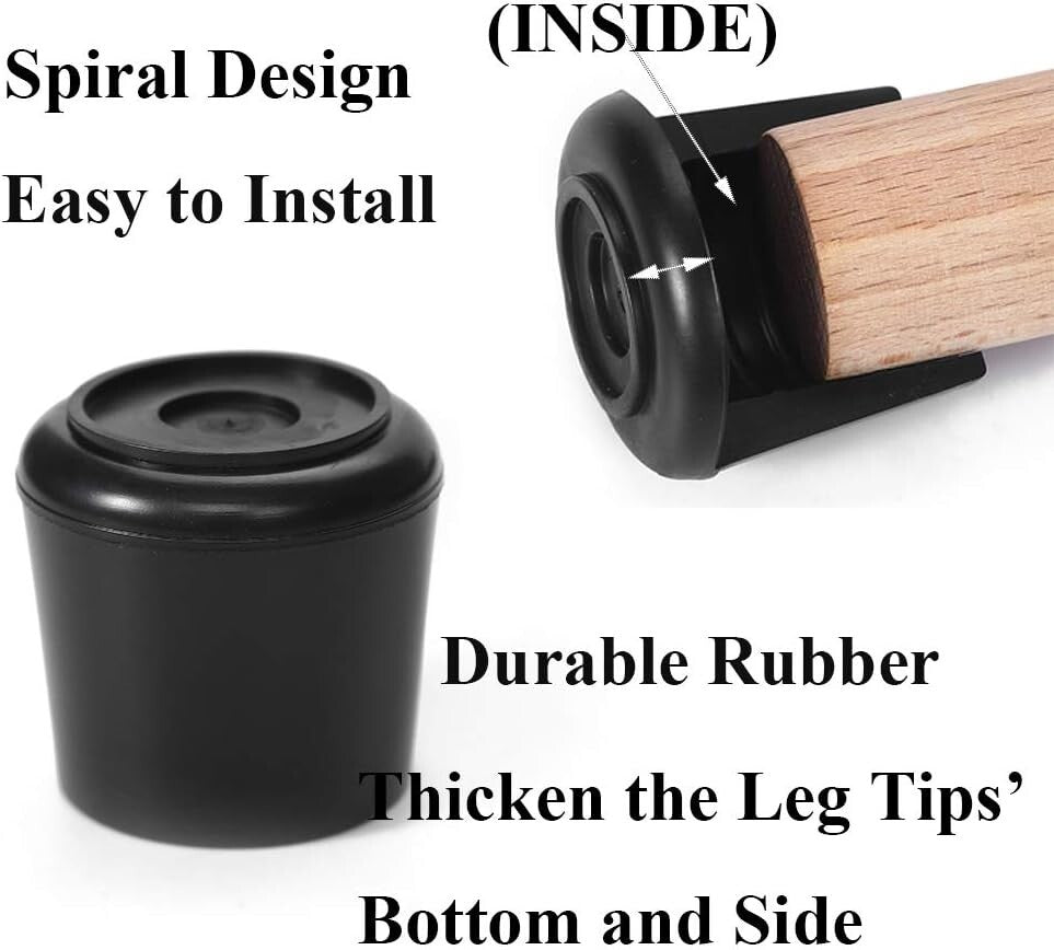 Durable Non-Slip Rubber Chair Leg Covers - 64 Pack, Perfect for Hardwood Floors