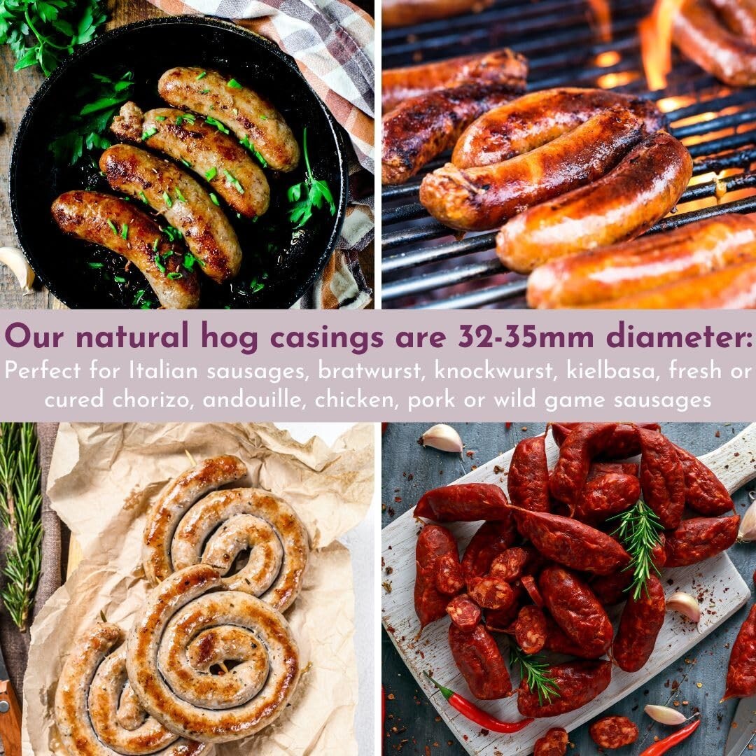 Pre-Tubed 32mm Natural Hog Casings - Ideal for Italian Sausage & Chorizo Making